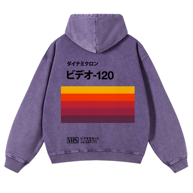 Casual Japanese VHS Video Cassette Washed Hoodie
