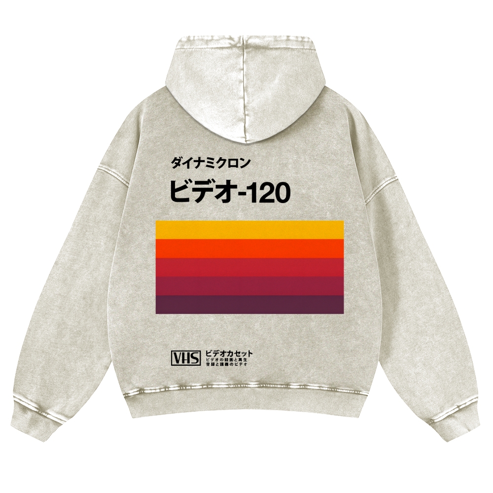 Casual Japanese VHS Video Cassette Washed Hoodie