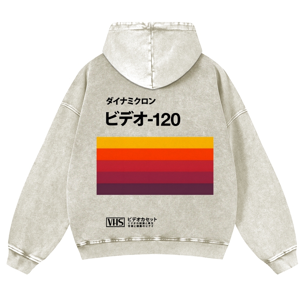 Casual Japanese VHS Video Cassette Washed Hoodie
