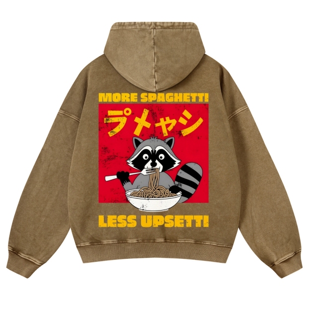 Casual Ramen Raccoon Washed Hoodie
