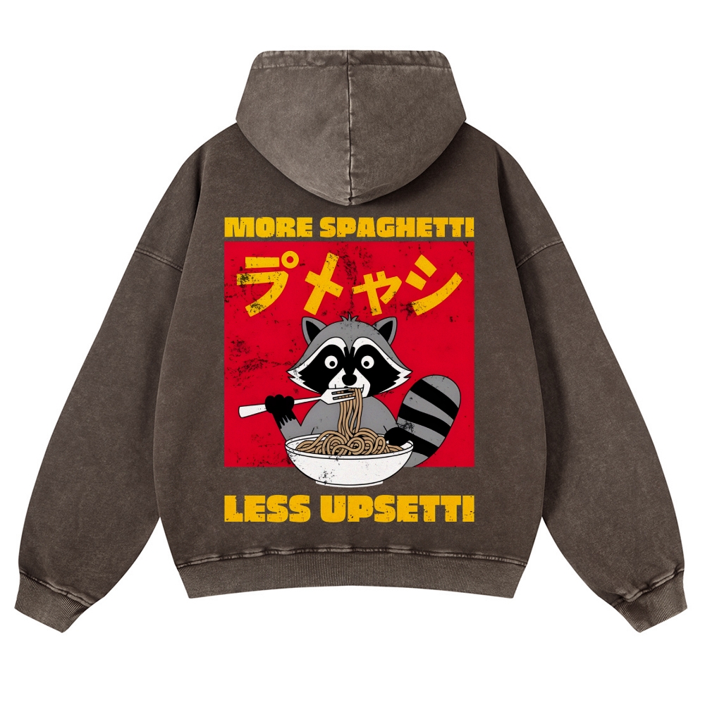Casual Ramen Raccoon Washed Hoodie