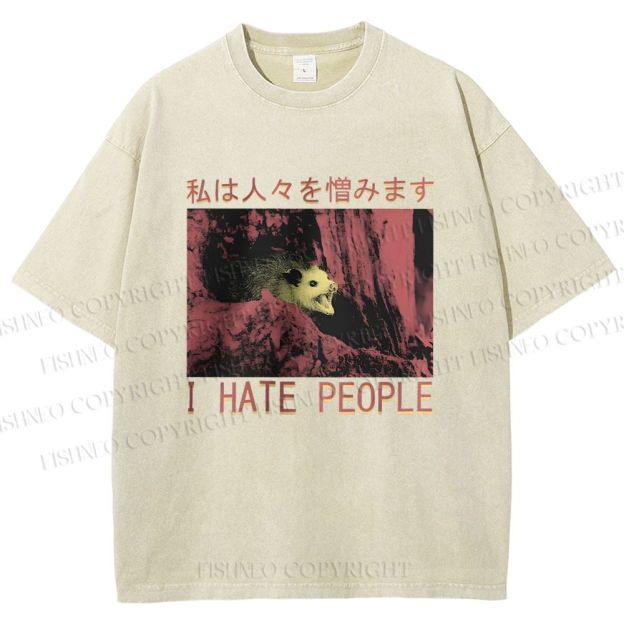Unisex I Hate People Printed Washed Tee