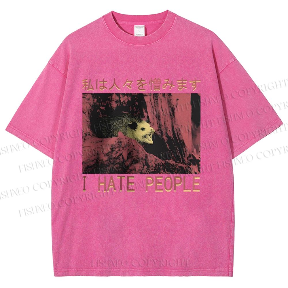 Unisex I Hate People Printed Washed Tee