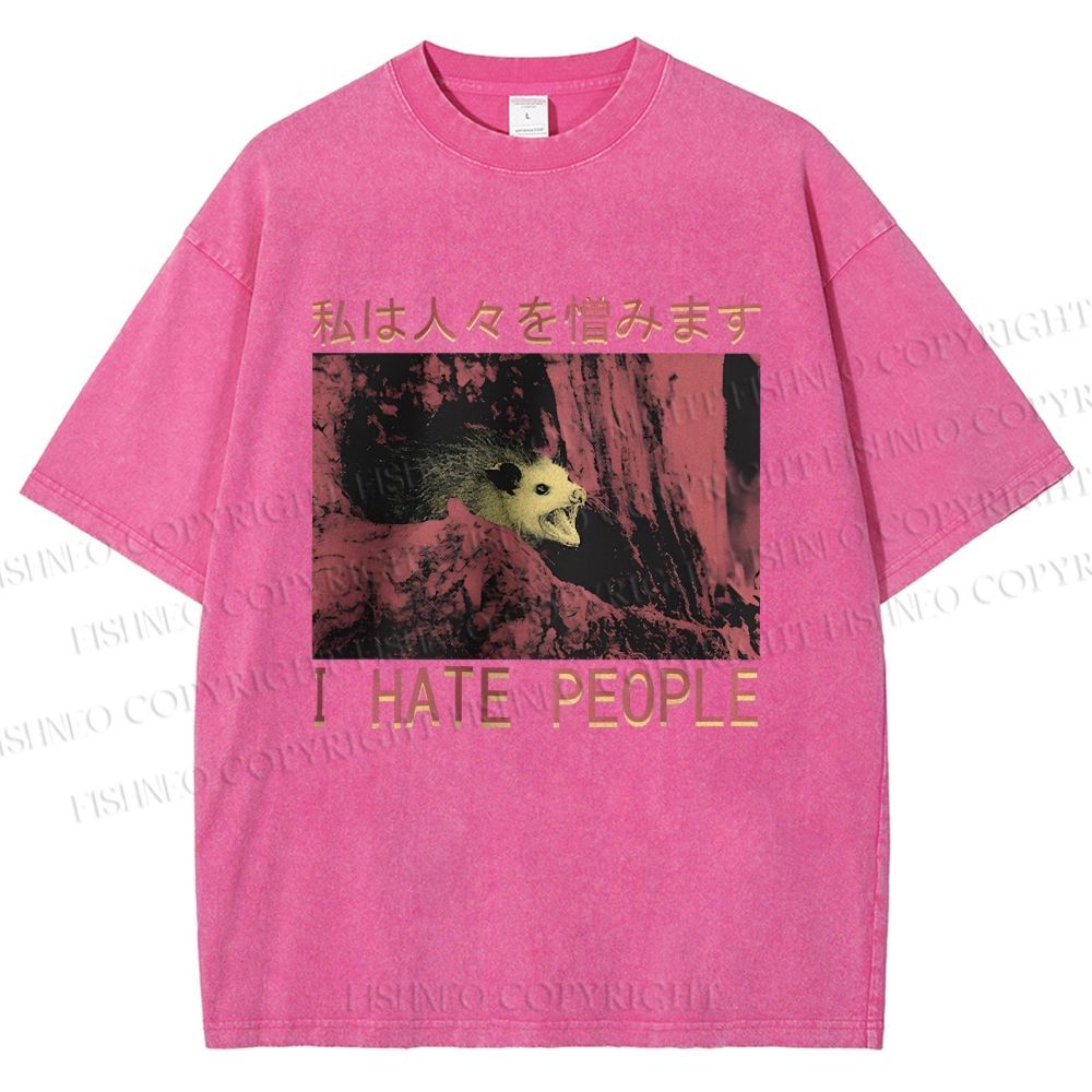 Unisex I Hate People Printed Washed Tee
