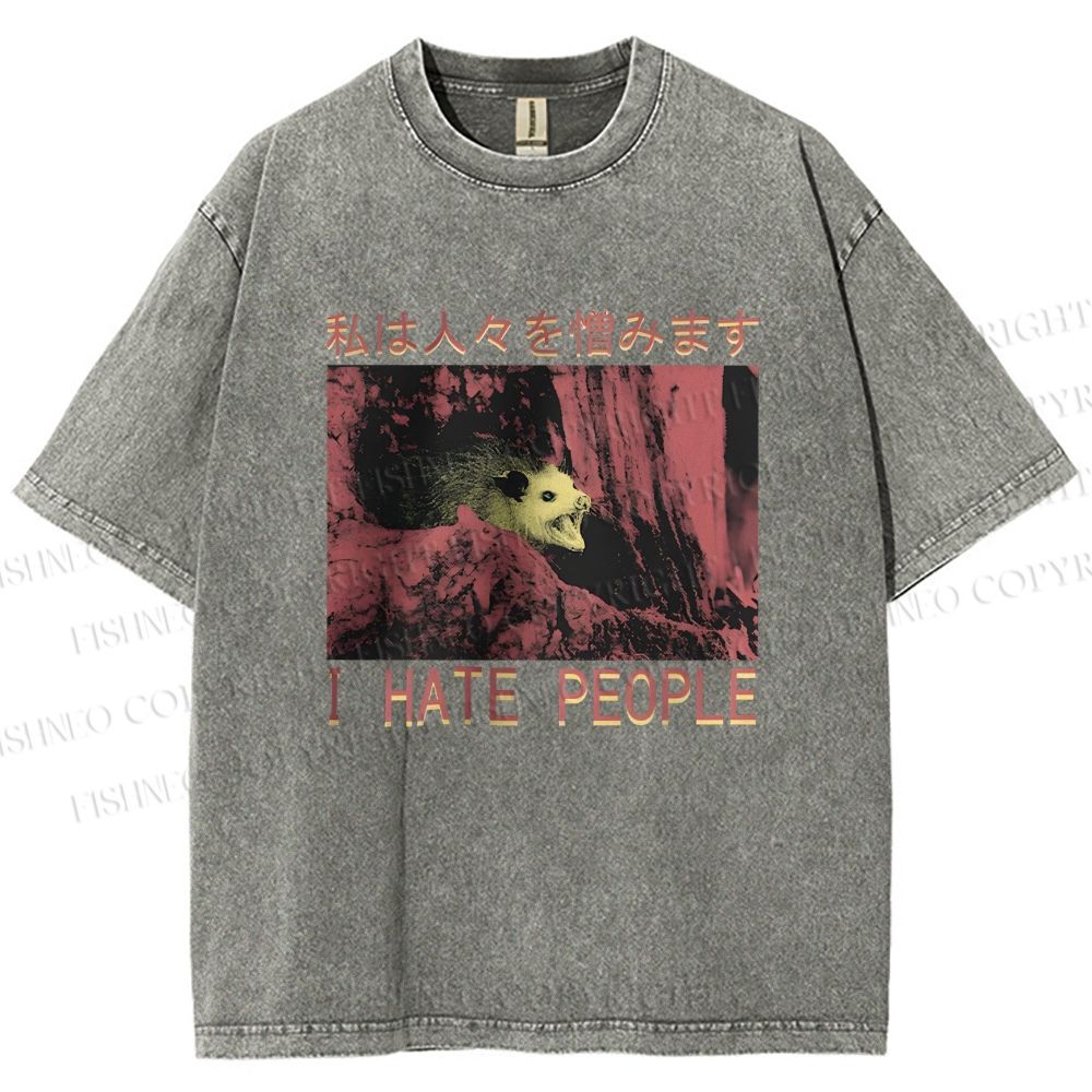 Unisex I Hate People Printed Washed Tee