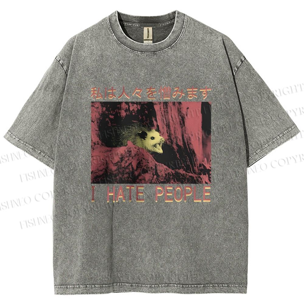 Unisex I Hate People Printed Washed Tee