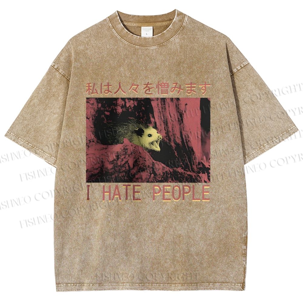 Unisex I Hate People Printed Washed Tee