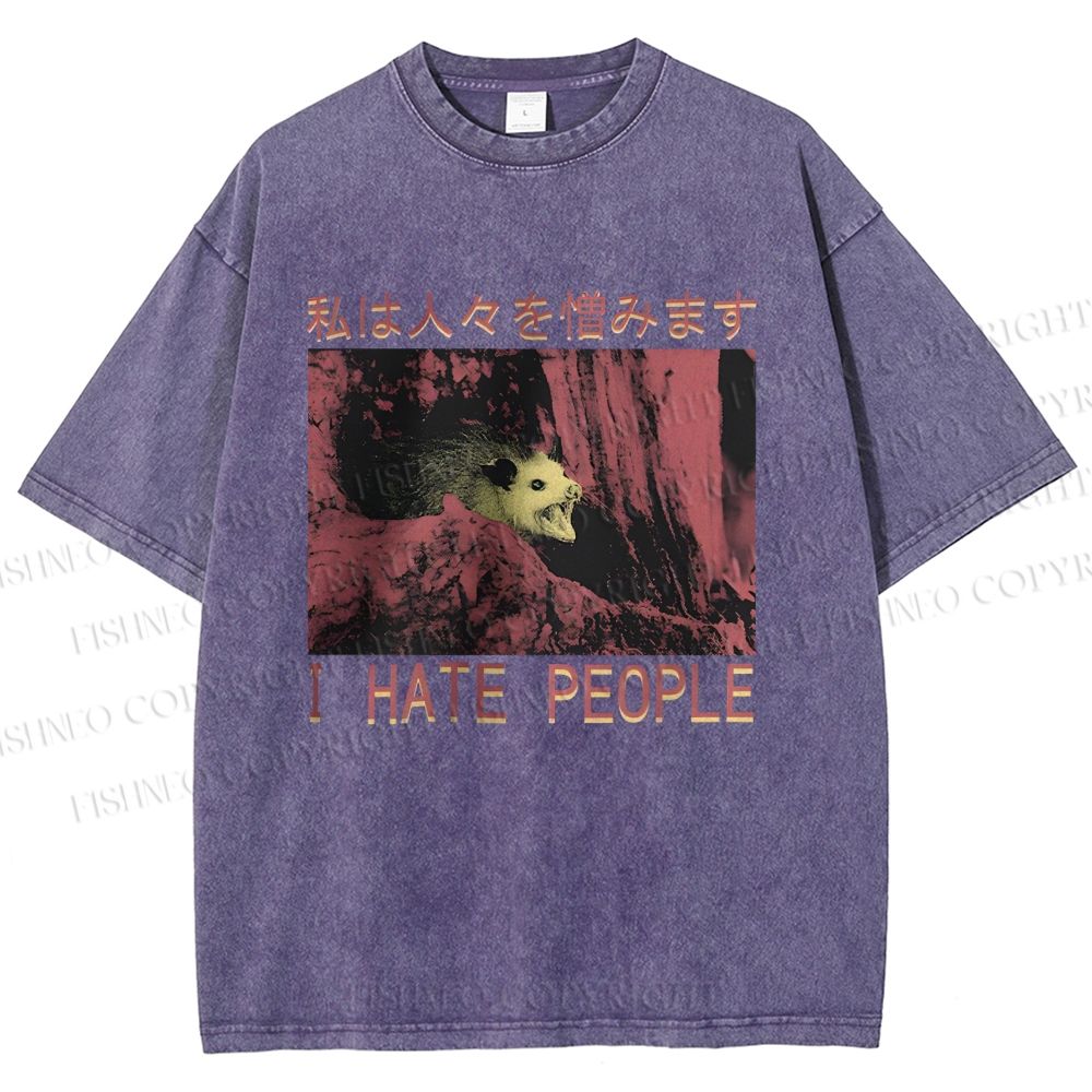 Unisex I Hate People Printed Washed Tee