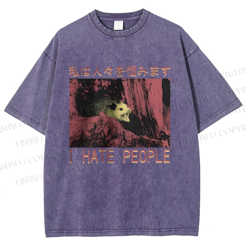 Unisex I Hate People Printed Washed Tee