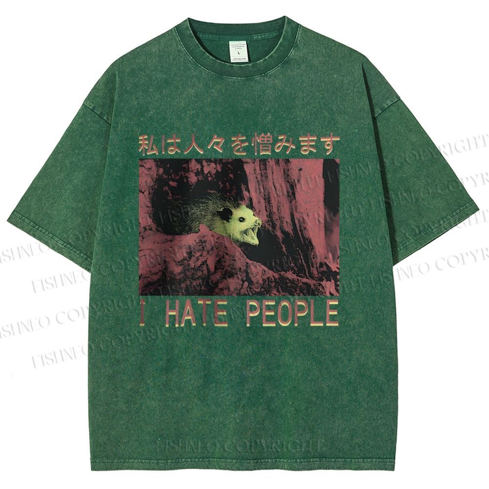Unisex I Hate People Printed Washed Tee