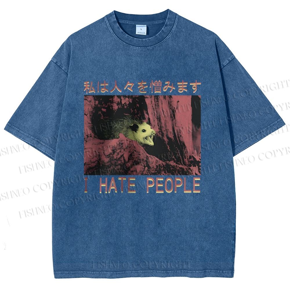 Unisex I Hate People Printed Washed Tee