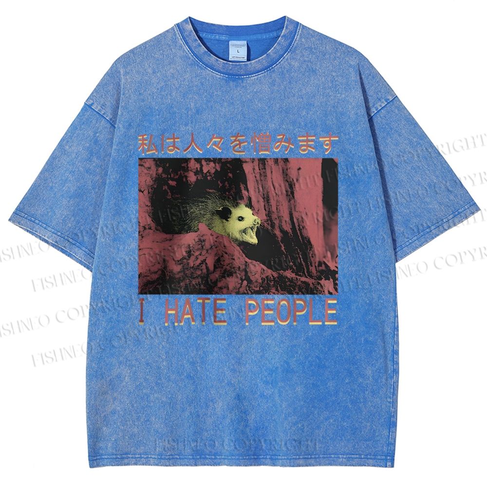 Unisex I Hate People Printed Washed Tee