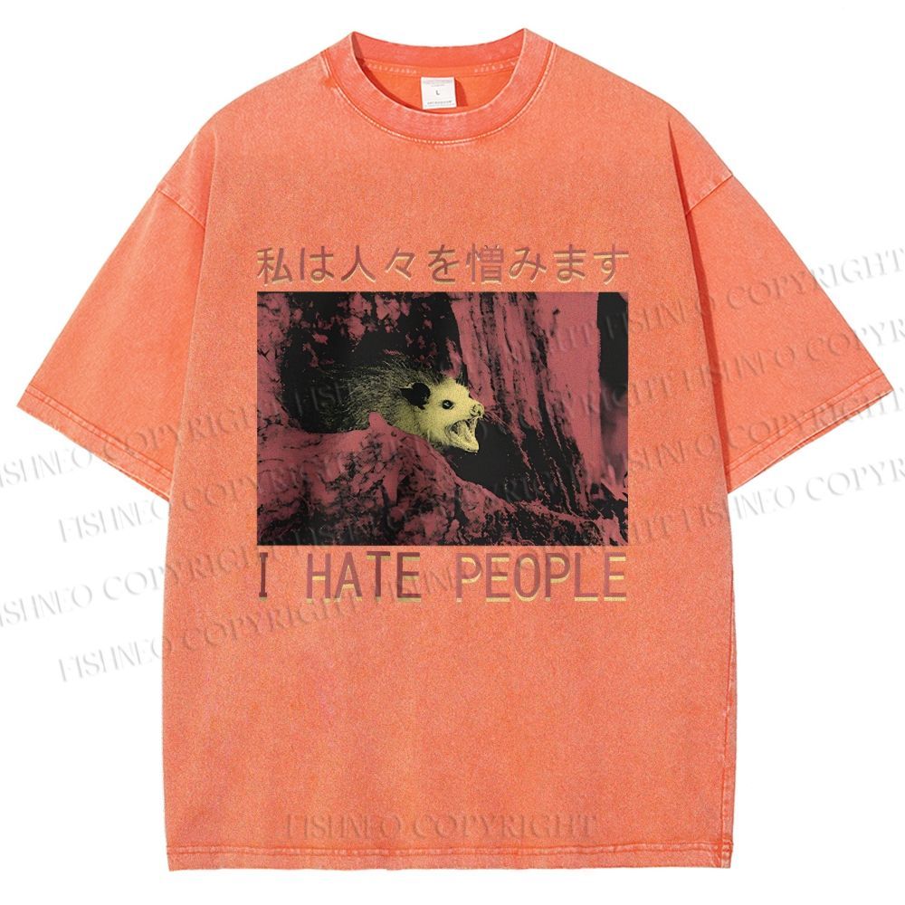 Unisex I Hate People Printed Washed Tee