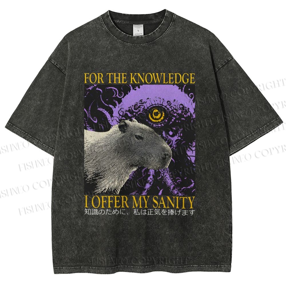 Unisex For The Knowledge I Offer My Sanity Printed Washed Tee