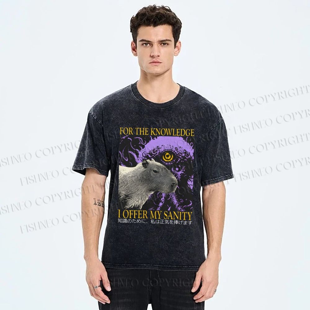 Unisex For The Knowledge I Offer My Sanity Printed Washed Tee