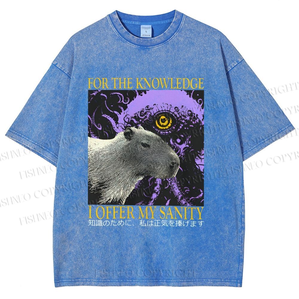 Unisex For The Knowledge I Offer My Sanity Printed Washed Tee