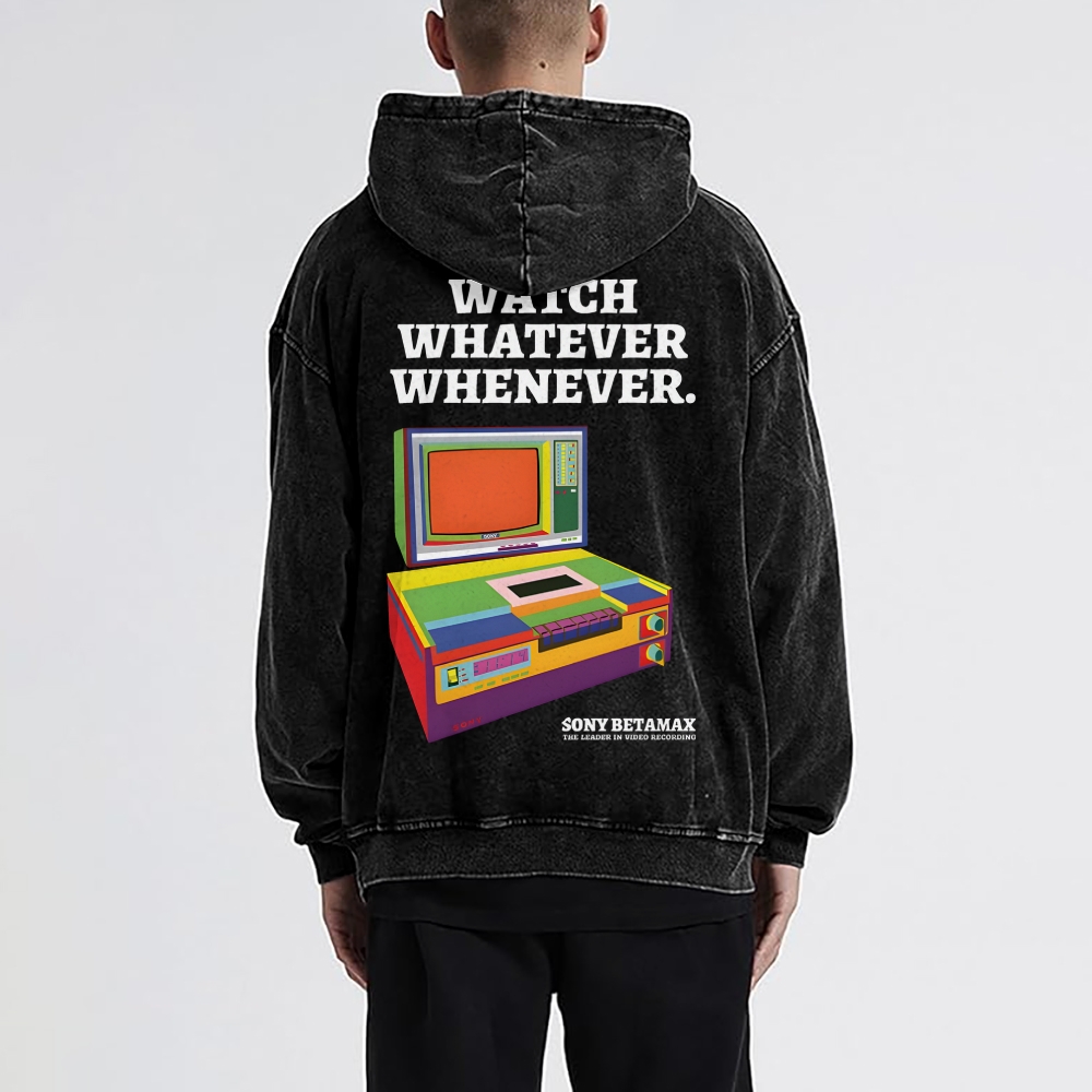 Sony Betamax Vintage Washed Cotton Back Art Hoodie