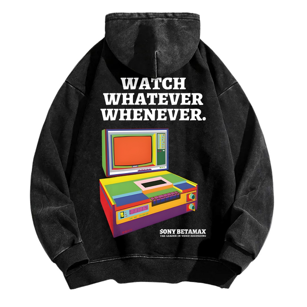 Sony Betamax Vintage Washed Cotton Back Art Hoodie