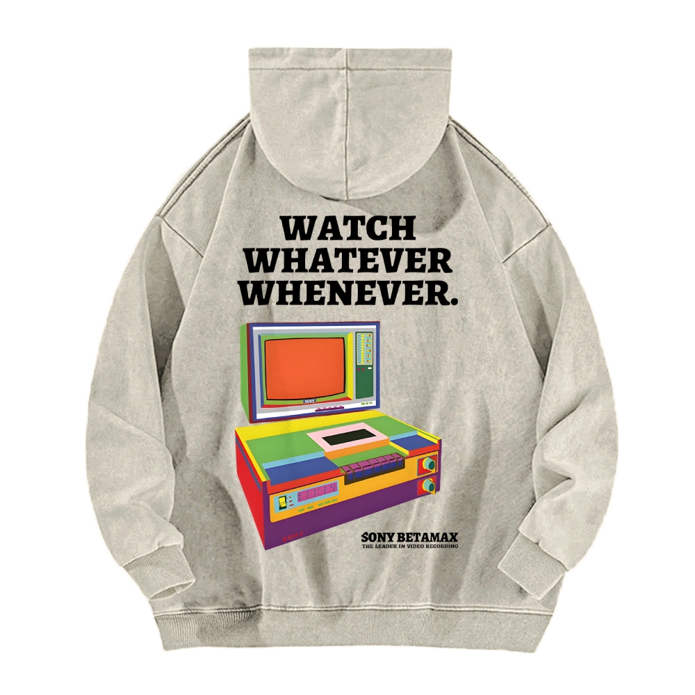 Sony Betamax Vintage Washed Cotton Back Art Hoodie
