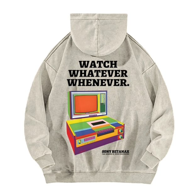 Sony Betamax Vintage Washed Cotton Back Art Hoodie