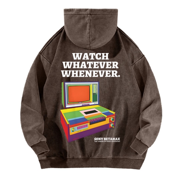 Sony Betamax Vintage Washed Cotton Back Art Hoodie