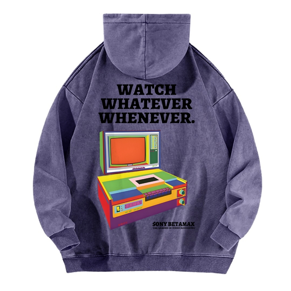 Sony Betamax Vintage Washed Cotton Back Art Hoodie
