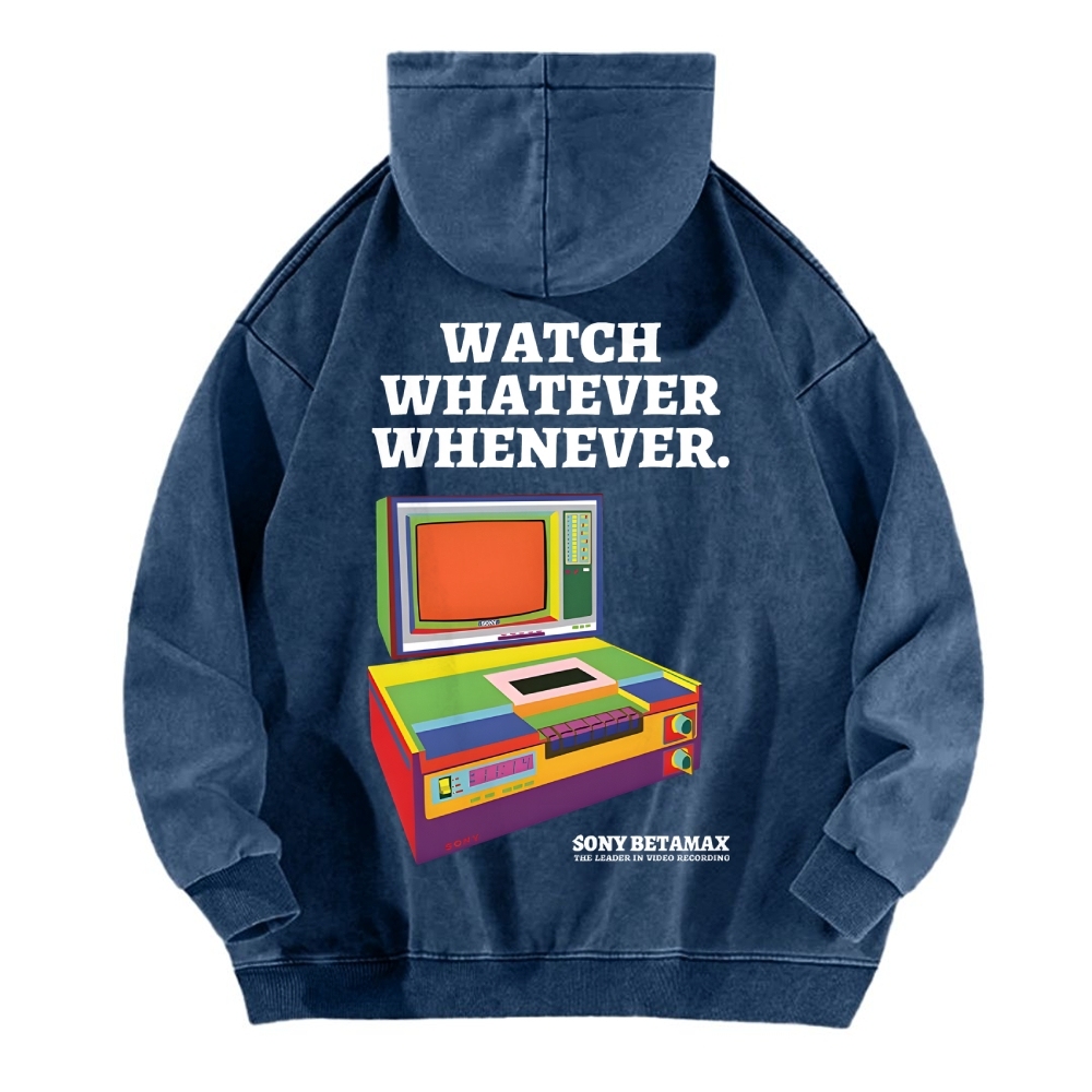 Sony Betamax Vintage Washed Cotton Back Art Hoodie