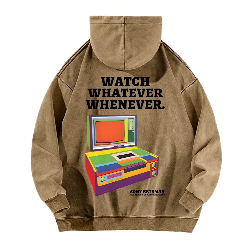 Sony Betamax Vintage Washed Cotton Back Art Hoodie