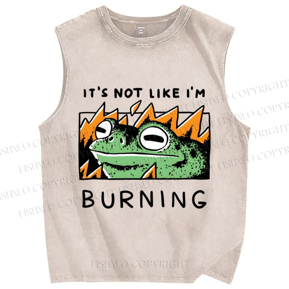 Unisex Frog Printed Washed Tank Top