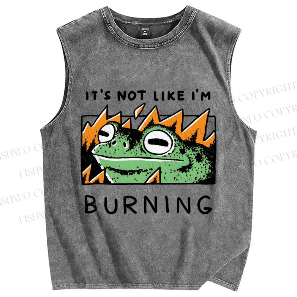 Unisex Frog Printed Washed Tank Top