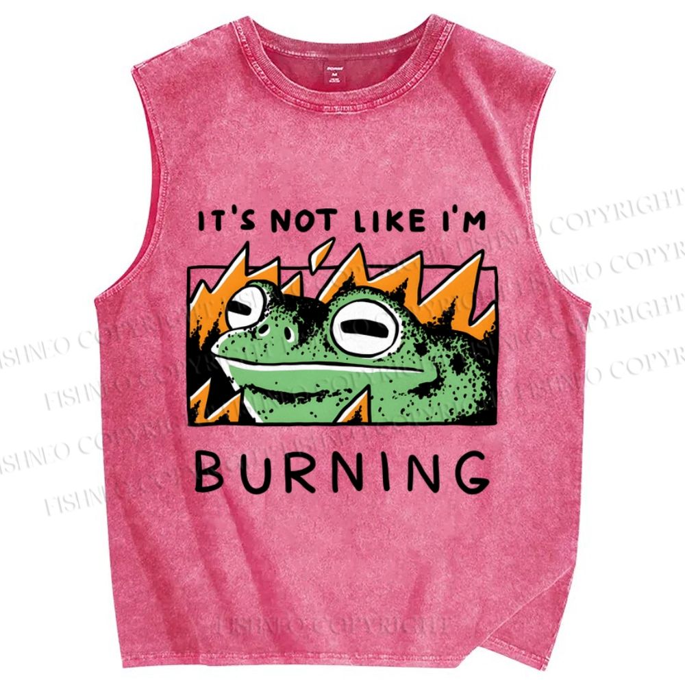 Unisex Frog Printed Washed Tank Top