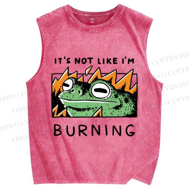 Unisex Frog Printed Washed Tank Top