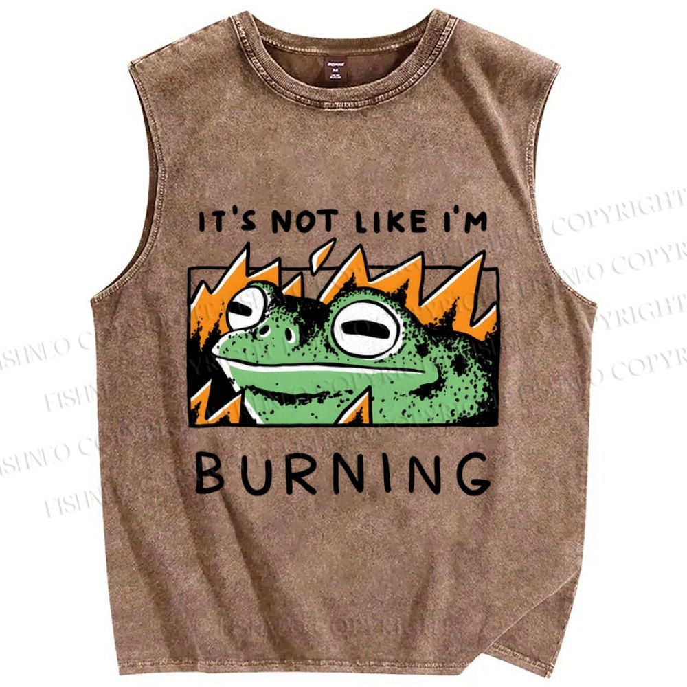 Unisex Frog Printed Washed Tank Top