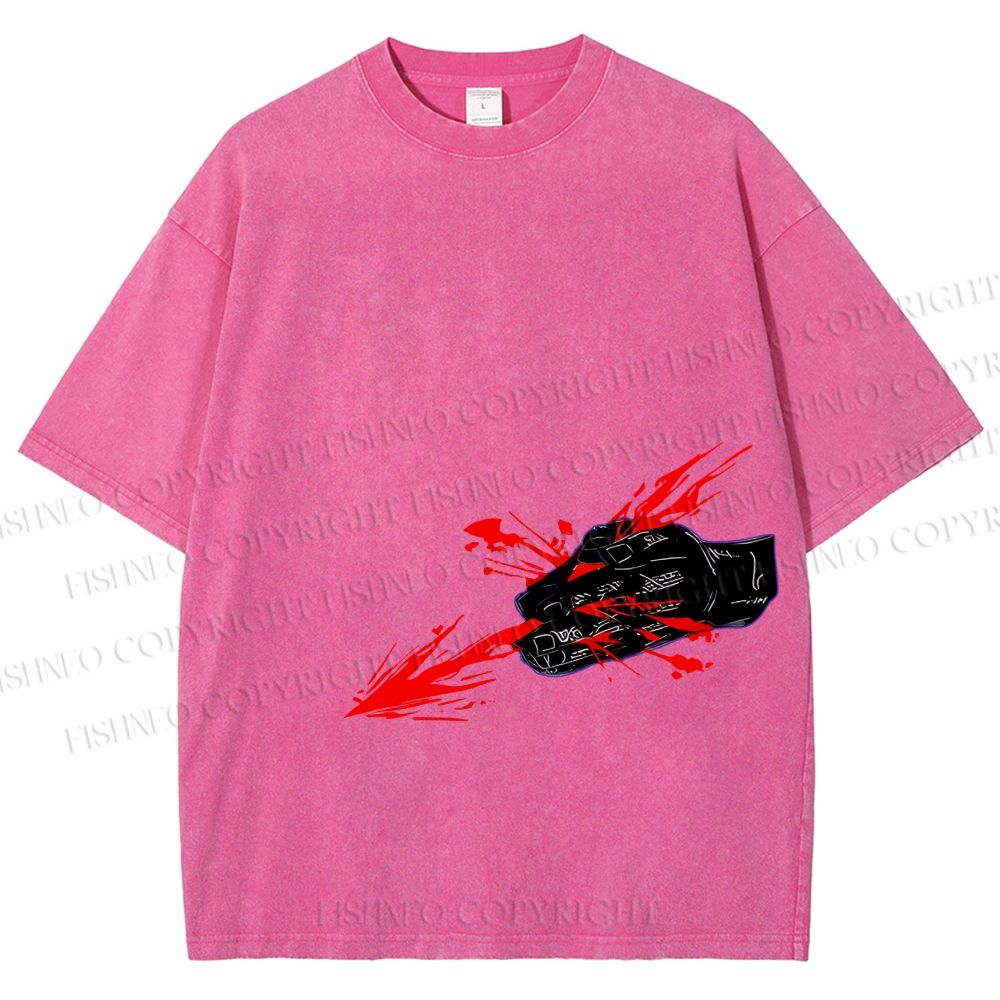 Unisex Japanese Anime Man Printed Washed Tee