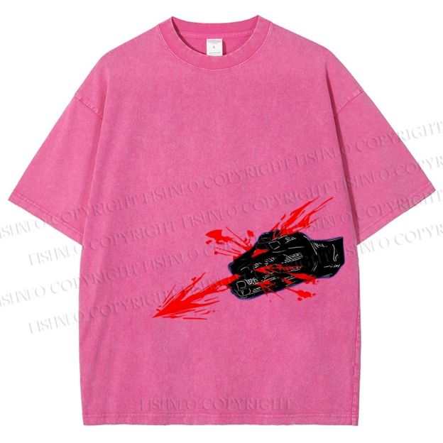 Unisex Japanese Anime Man Printed Washed Tee