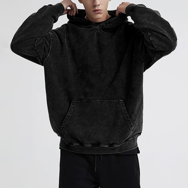 Fish Vintage Washed Cotton Back Art Hoodie