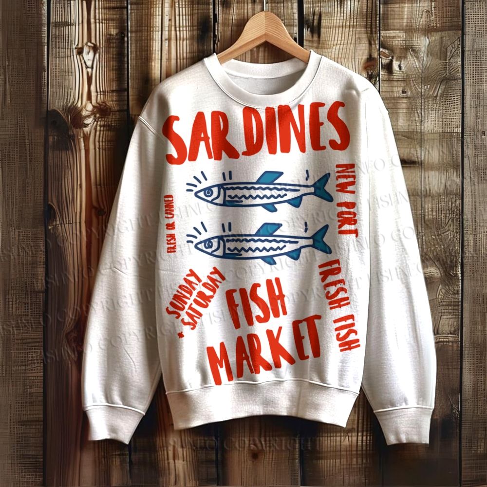 Vintage Fish Sardines Art Print T-Shirt Sweatshirt