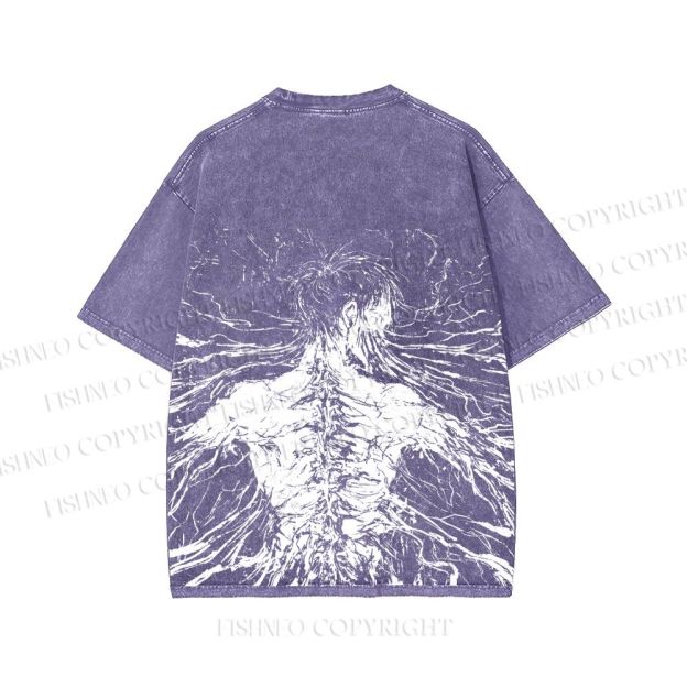 Unisex Japanese Titan Anime Printed Washed Tee