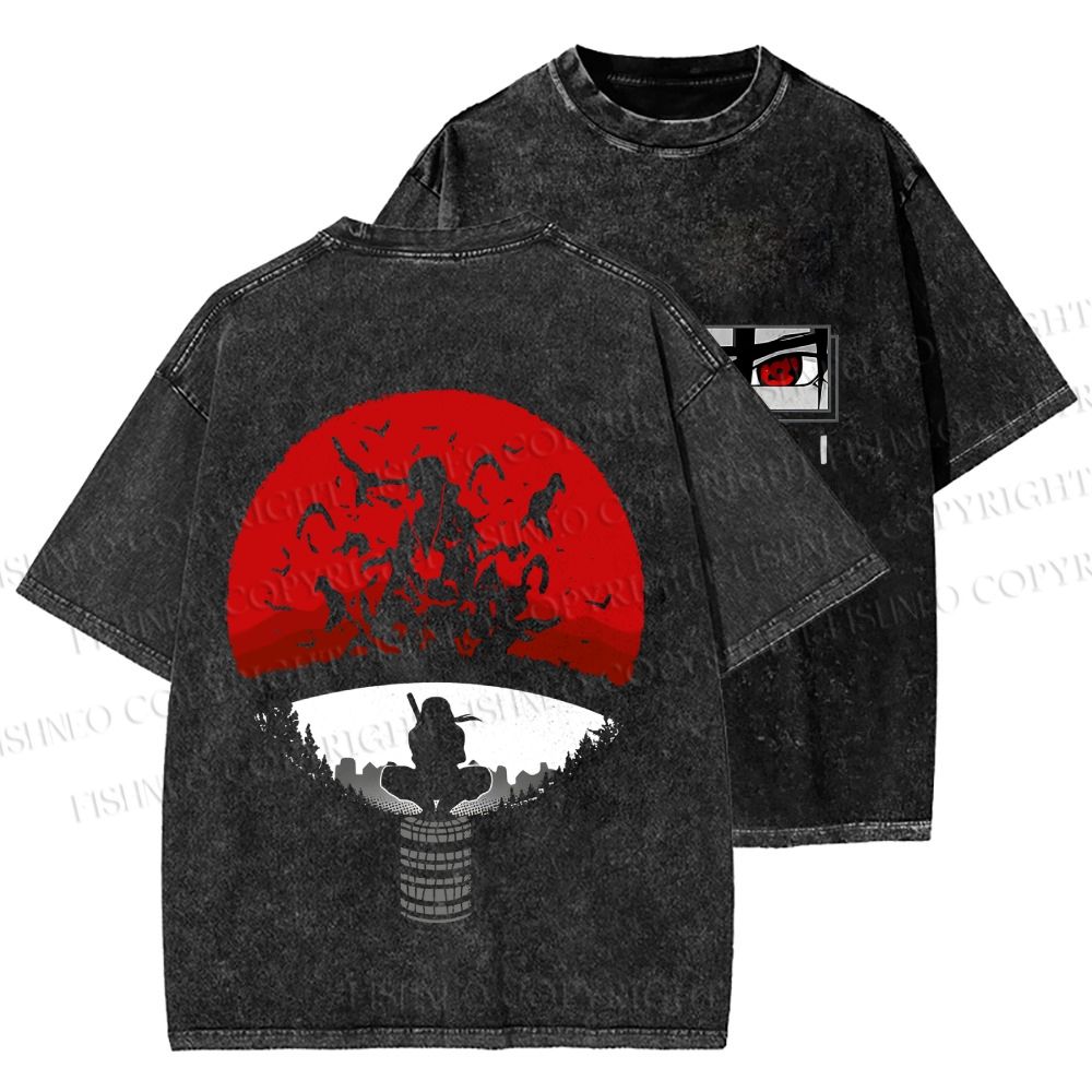 Unisex Japanese Anime Printed Washed Tee