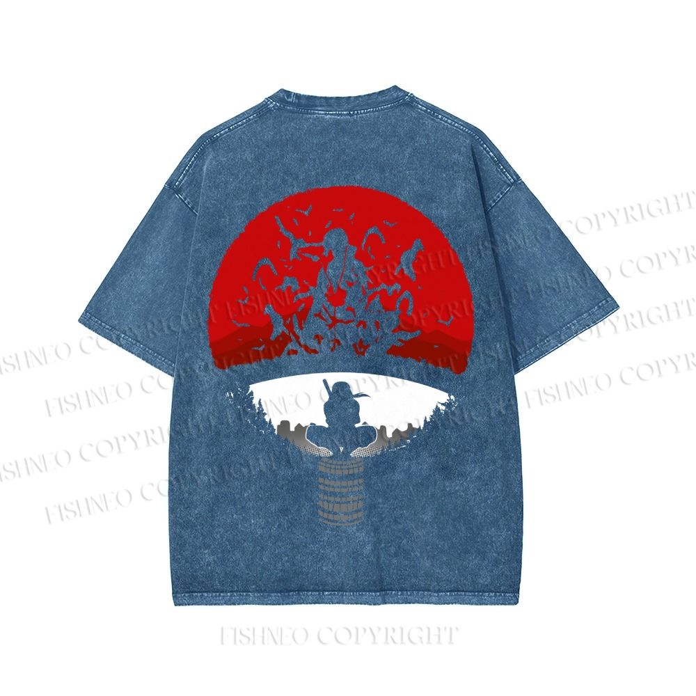 Unisex Japanese Anime Printed Washed Tee
