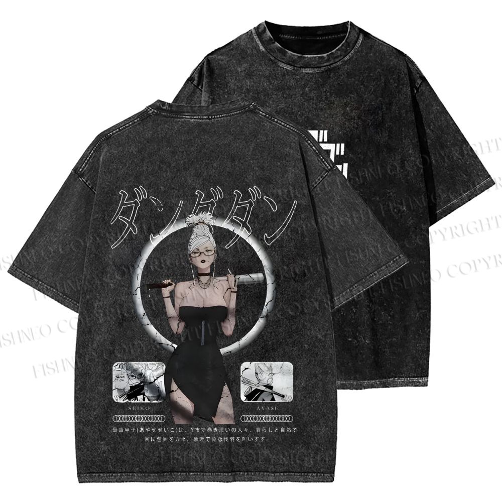 Unisex Japanese Seiko Anime Girl Printed Washed Tee