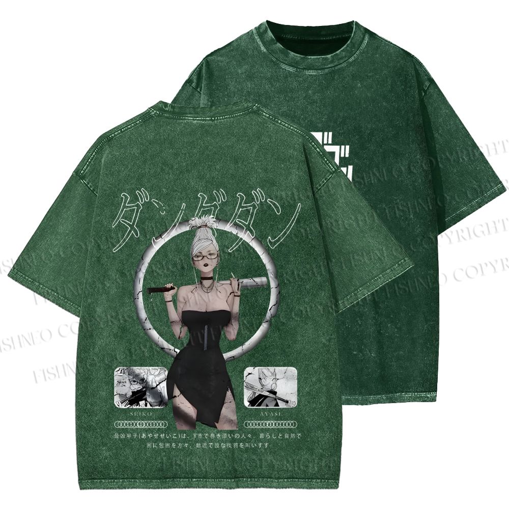 Unisex Japanese Seiko Anime Girl Printed Washed Tee