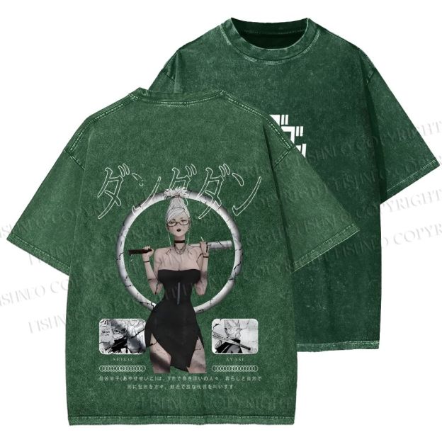 Unisex Japanese Seiko Anime Girl Printed Washed Tee
