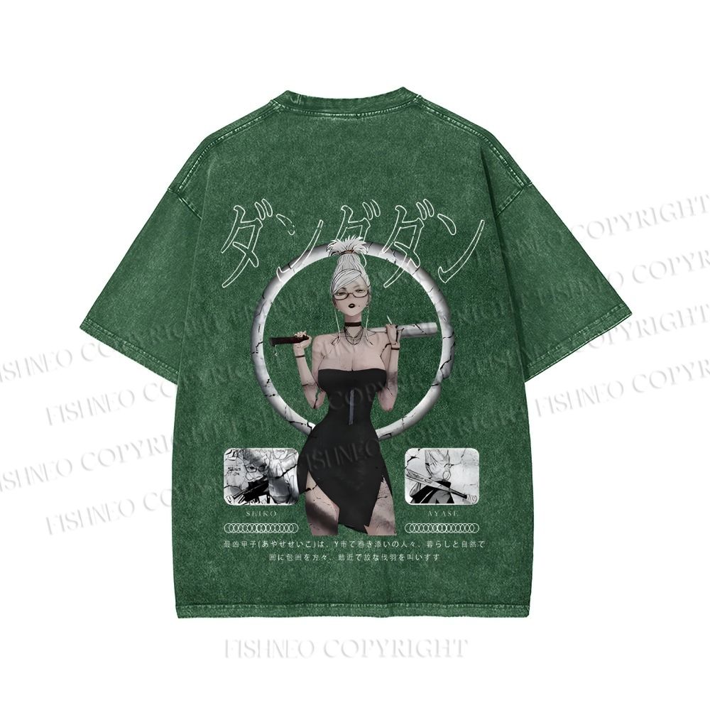 Unisex Japanese Seiko Anime Girl Printed Washed Tee