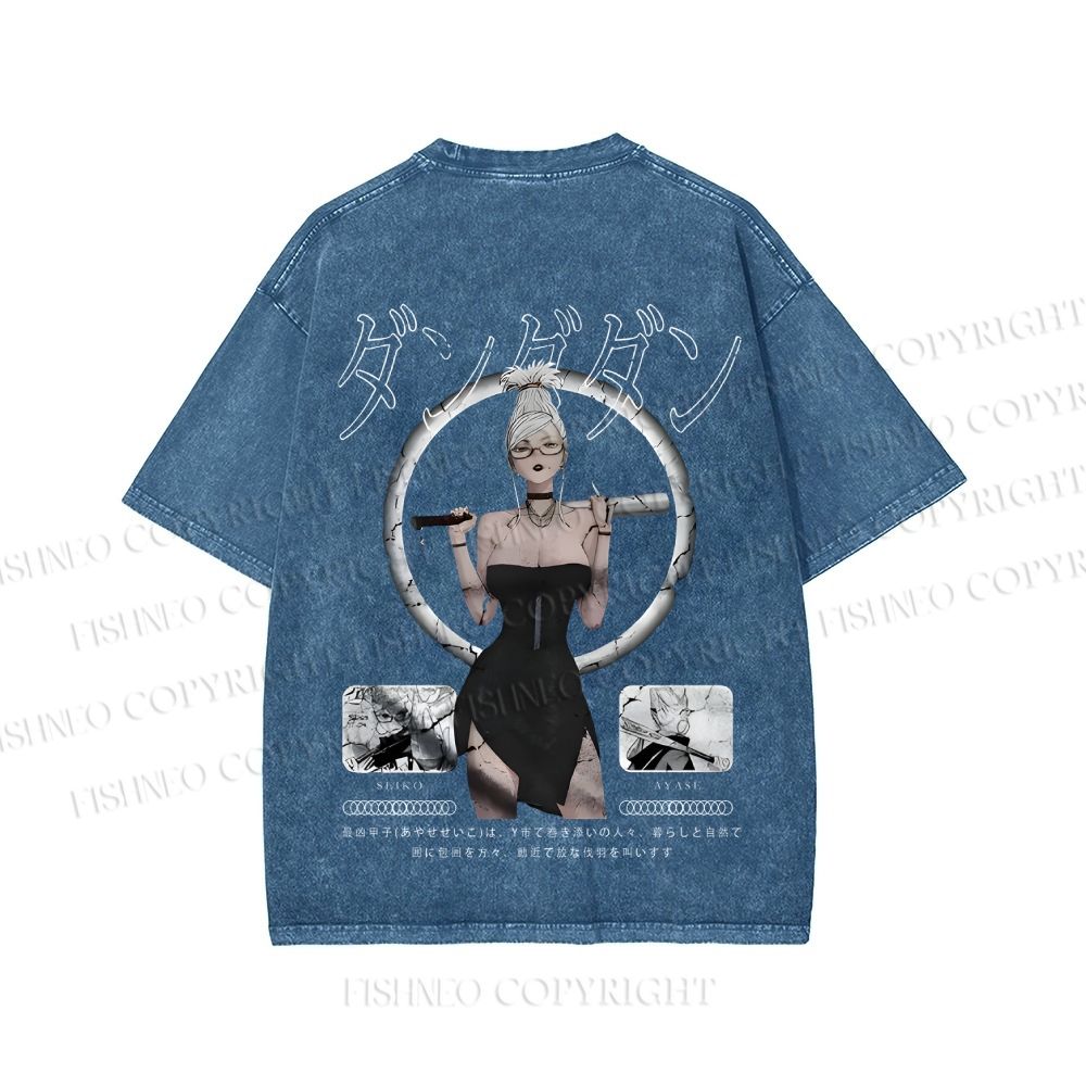 Unisex Japanese Seiko Anime Girl Printed Washed Tee