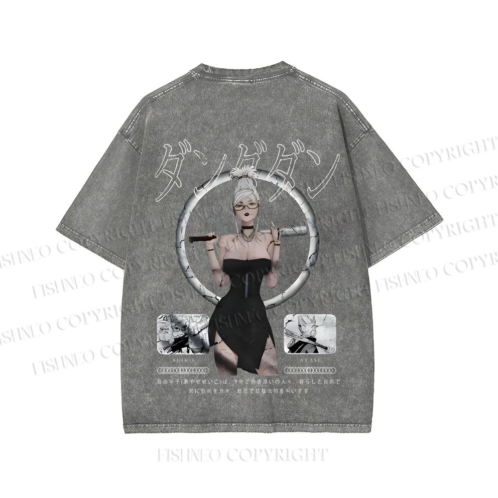 Unisex Japanese Seiko Anime Girl Printed Washed Tee