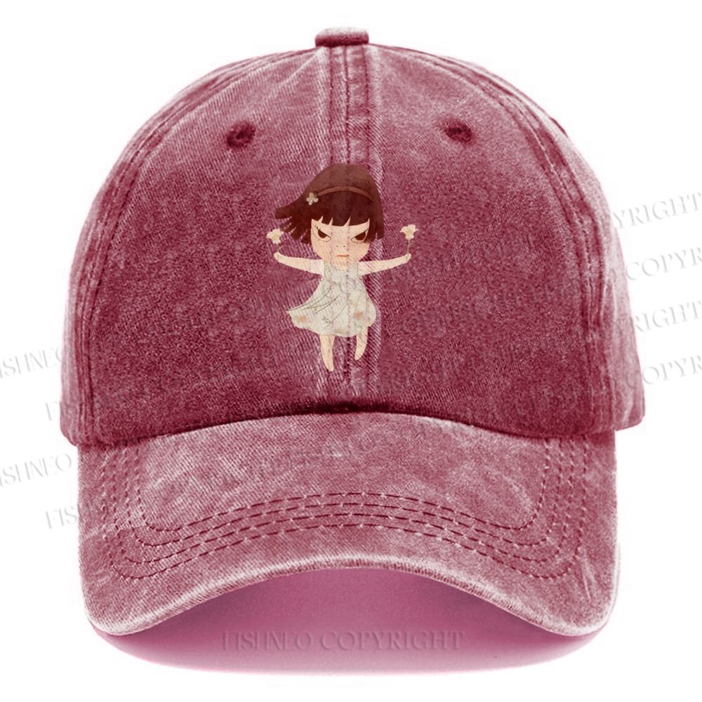 Unisex Fierce Girl Vintage Casual Washed Cap