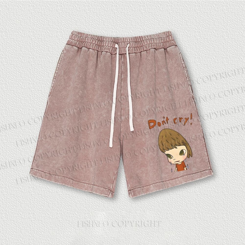 Japanese Art Yoshitomo Nara Don't Cry Washed Vintage Shorts