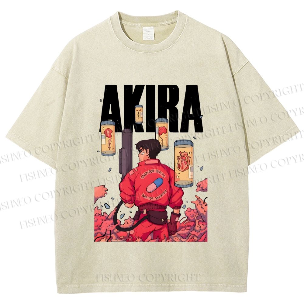 Unisex Akira Printed Washed Tee