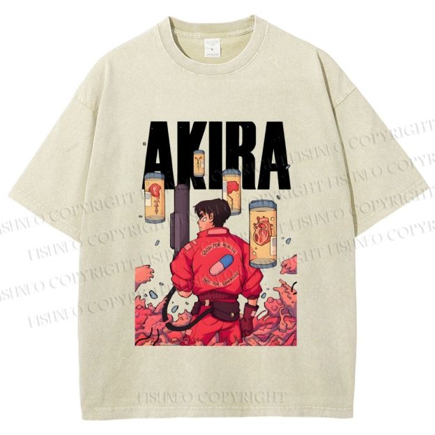 Unisex Akira Printed Washed Tee